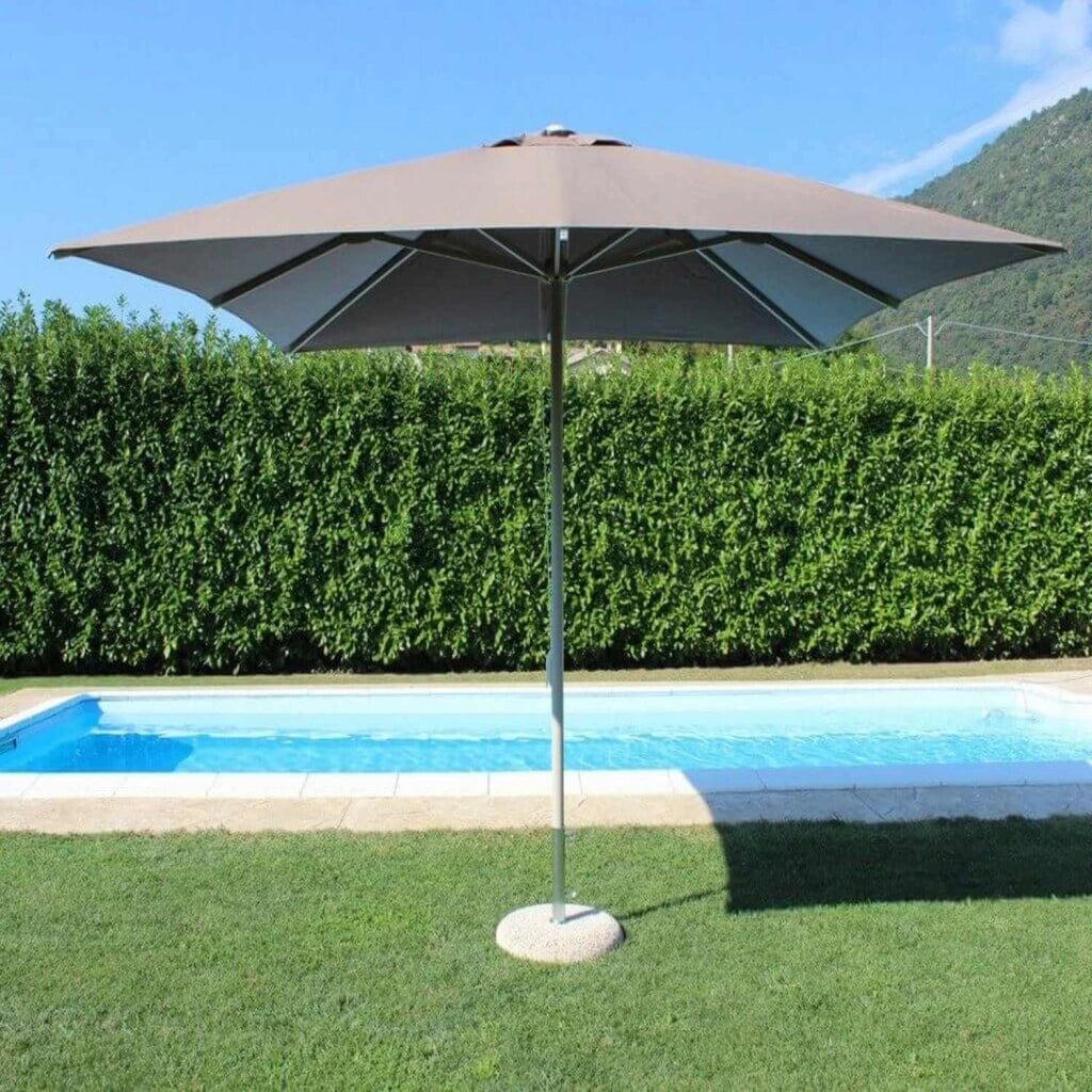 Ombrellone da giardino 3x3 con telo in poliestere Taupe palo Tortora antivento mod. Brian