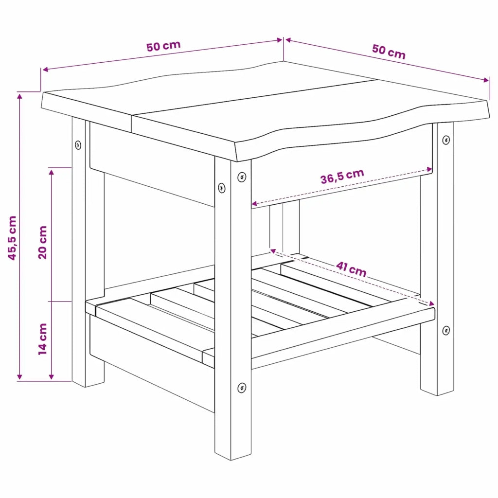 VidaXL Tavolo laterale con lo scaffale EKAI Nero 50 x 50 x 45,5 cm 42037021