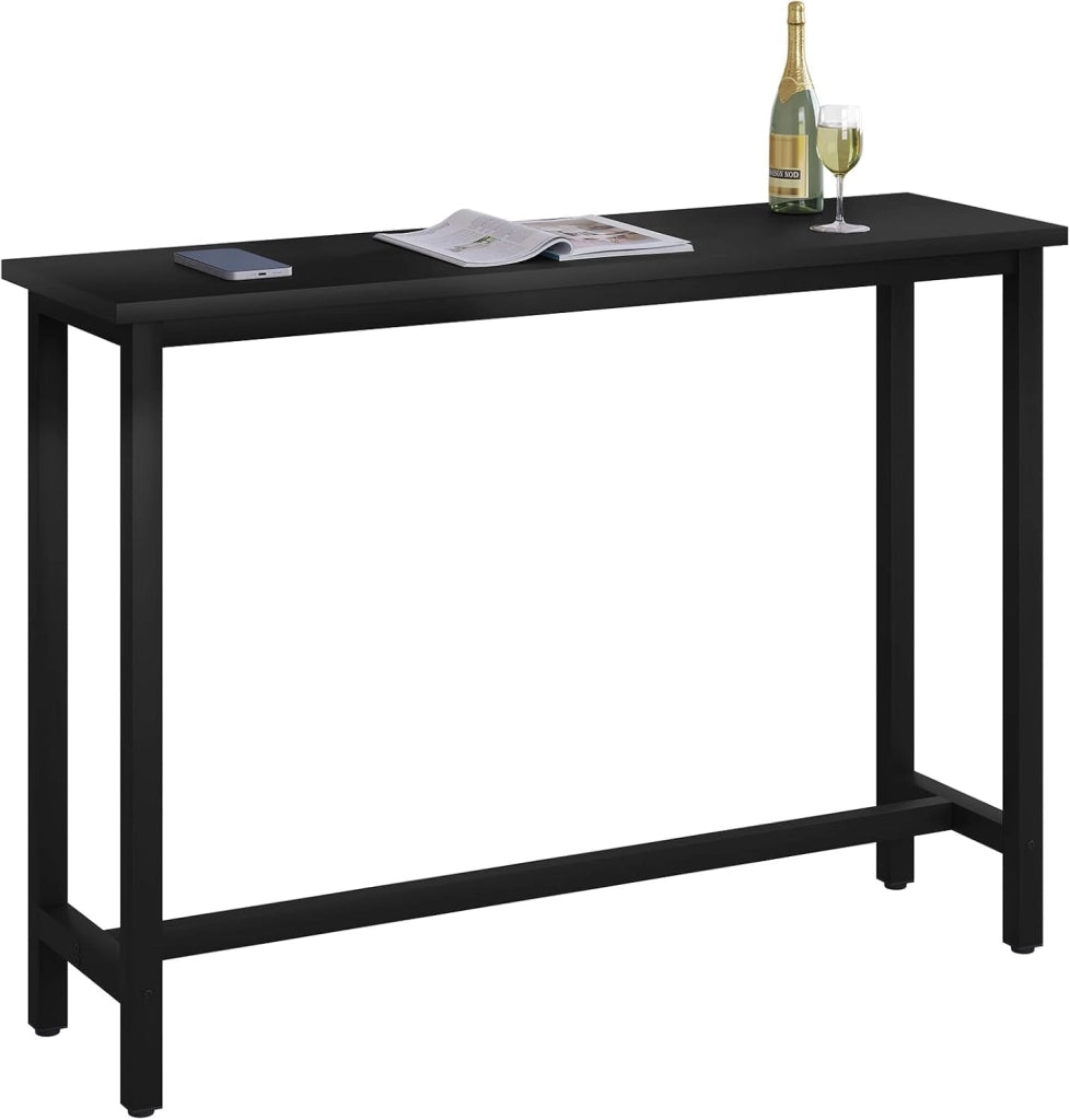Tavolo da Bar Rettangolare Alto Tavolino per Cucina in Metallo Legno 140x40x100 cm