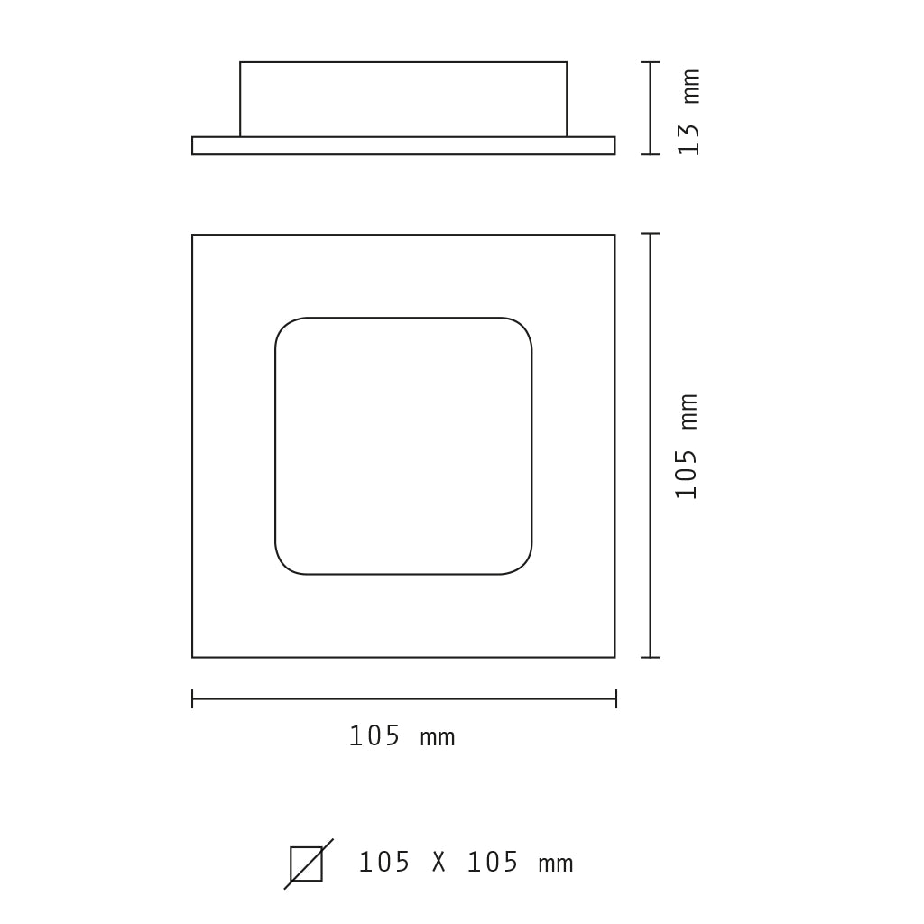 Pannello led slim da incasso quadrato 6w 6000K luce fredda