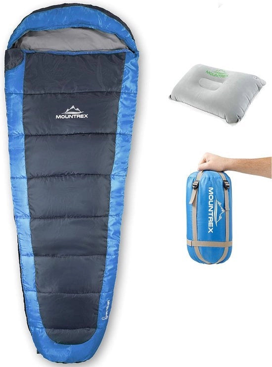 Zaino per la Notte all'Aperto - Ultraleggero e Compattabile (850g) - Zaino da Campeggio per Estate - Zaino per Bambini (205x75cm) - Pacco Leggero e Piccolo - per Bambini e Adulti + Cuscino per il Viaggio