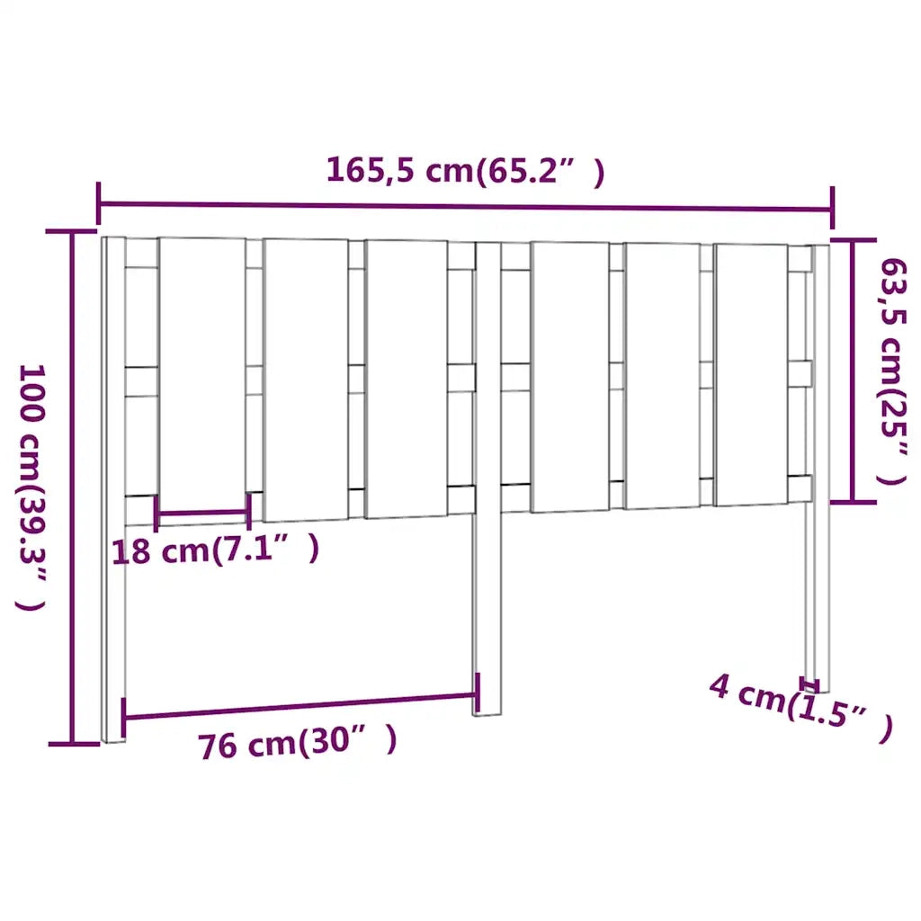 Testiera per Letto ambra 165,5x4x100 cm Legno Massello di Pino 818003