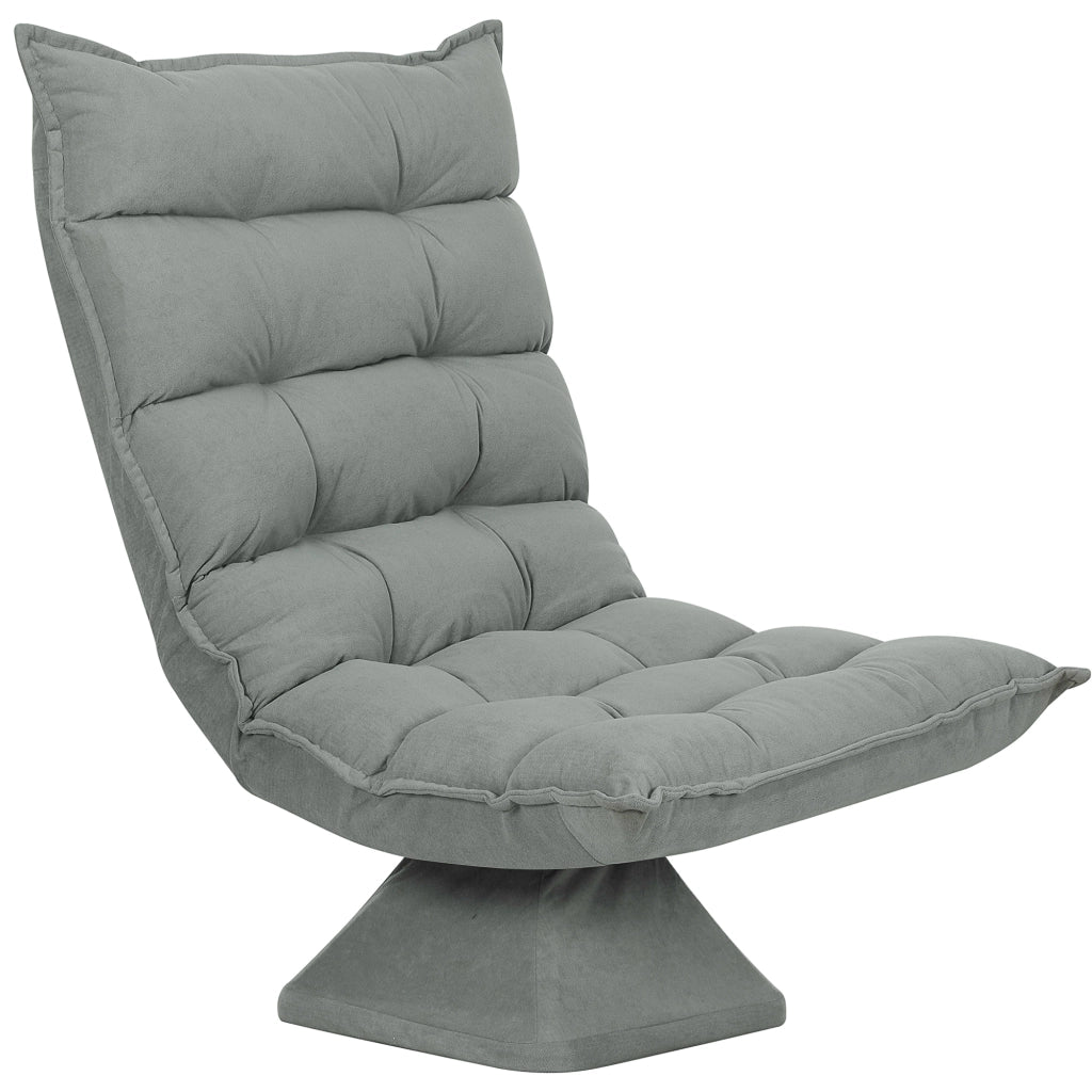 Poltrona Relax Girevole 360° con Schienale Regolabile in 5 Posizioni in Tessuto Effetto Velluto Grigio Chiaro