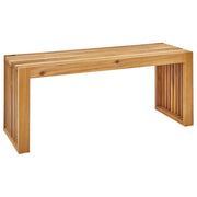 Panca da pranzo da giardino in legno chiaro di acacia a 2 posti, moderna e rustica, per esterni e interni.