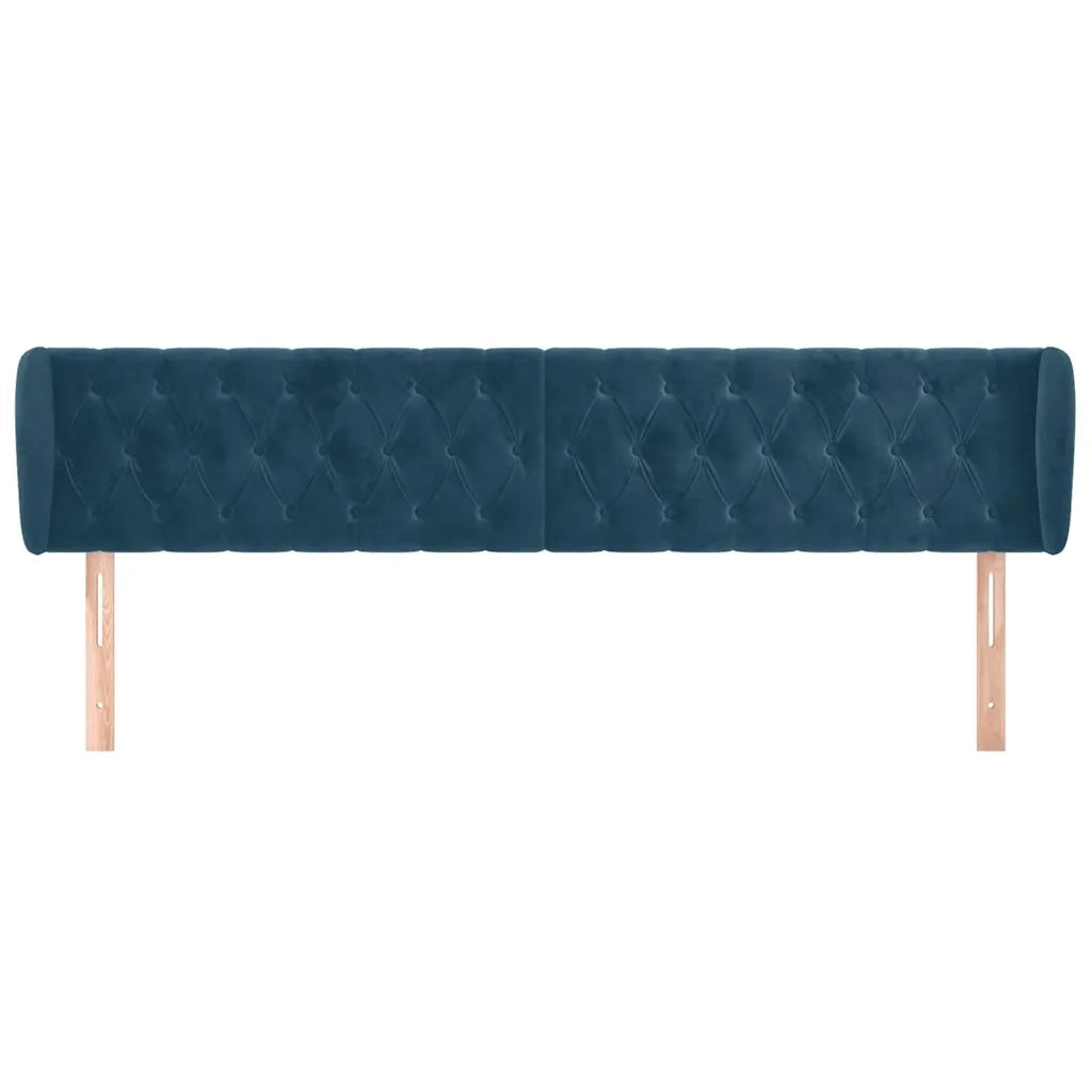 Testiera ad Orecchio-Testata con Orecchie Blu Scuro 203x23x78/88 cm in Velluto 567611