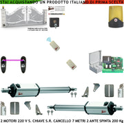 Automatismo per Cancello da 7 Metri 2 Ante da 3,5 Metri Motori Elettromeccanici 230 V Stelo Retrattile Autobloccante Corsa 600 mm Spinta 250 Kg Centrale di Comando Incorpora Radio 2 Radiocomandi