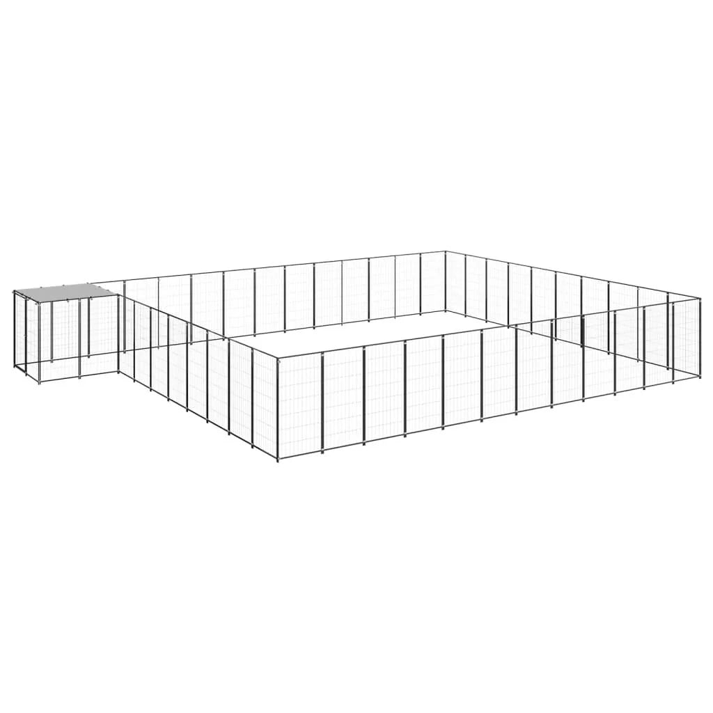 Recinto per animali da esterno per cani 37,51 m² acciaio nero 02_0000529