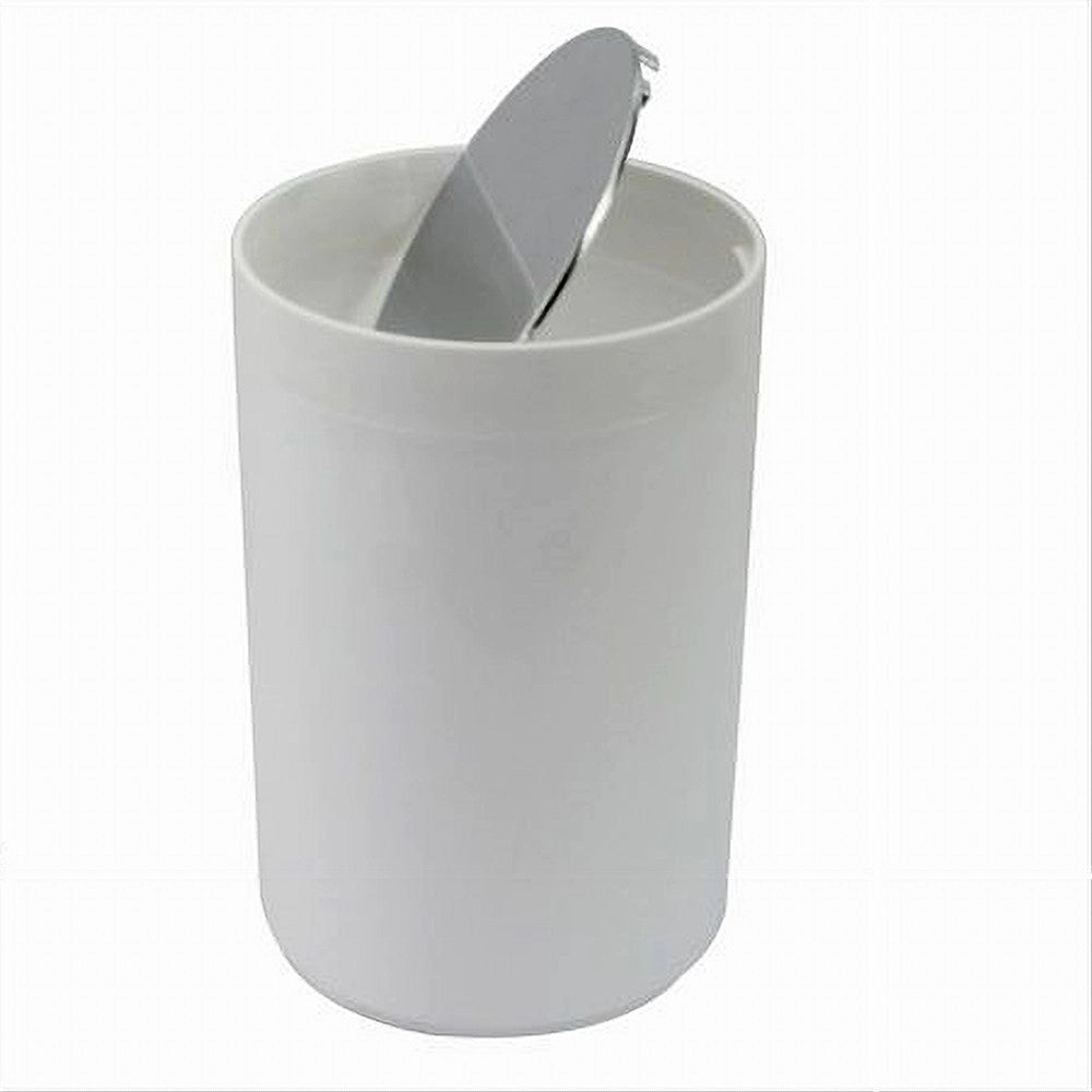 Trade Shop - Pattumiera Cestino Secchio Rifiuti Bianco Arredo Bagno Coperchio Basculante 79867 -