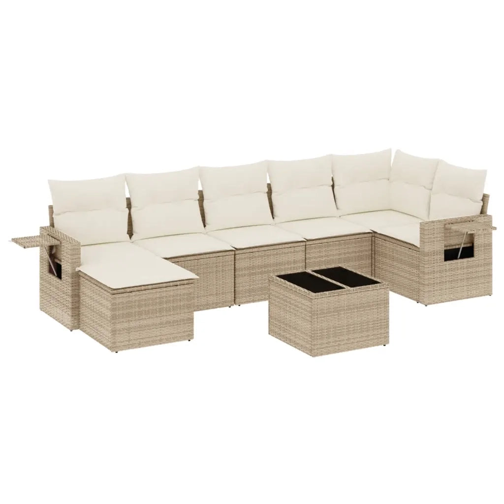 Set Divano da Giardino 8 pz con Cuscini Beige in Polyrattan 3220487