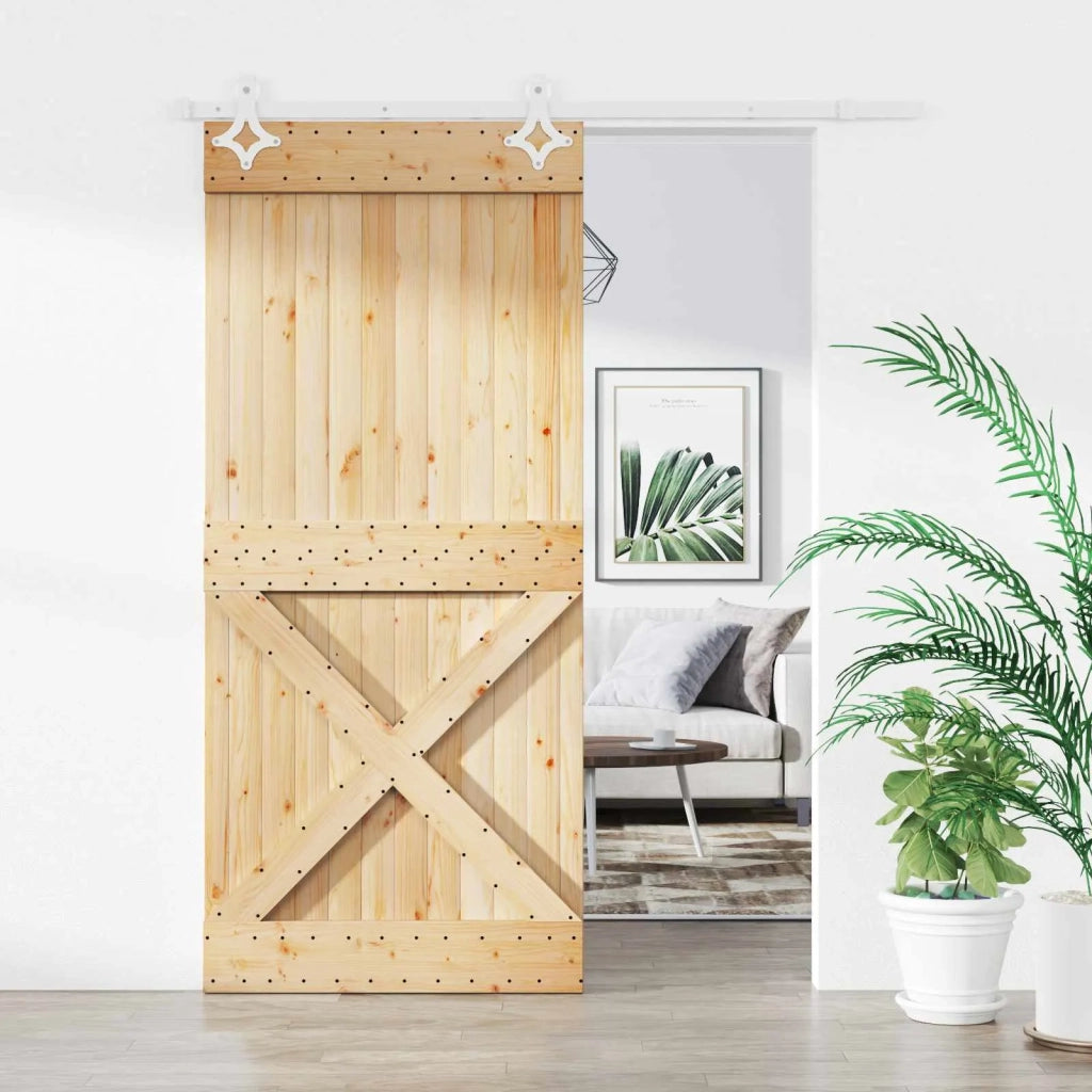 Porta scorrevole Naturale e Bianco 90 x 210 cm
