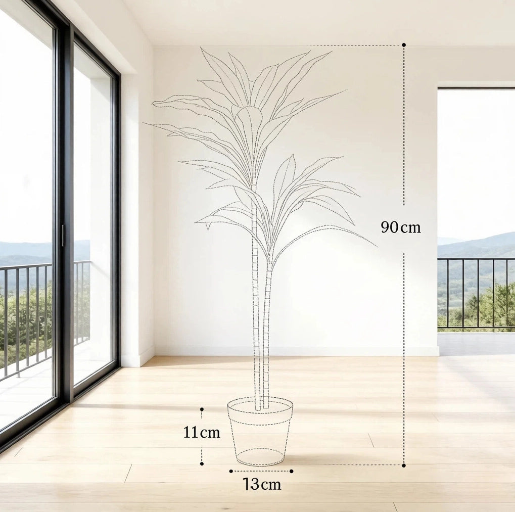 PIANTA ARTIFICIALE Cordyline 90 cm Verde con vaso  13 cm