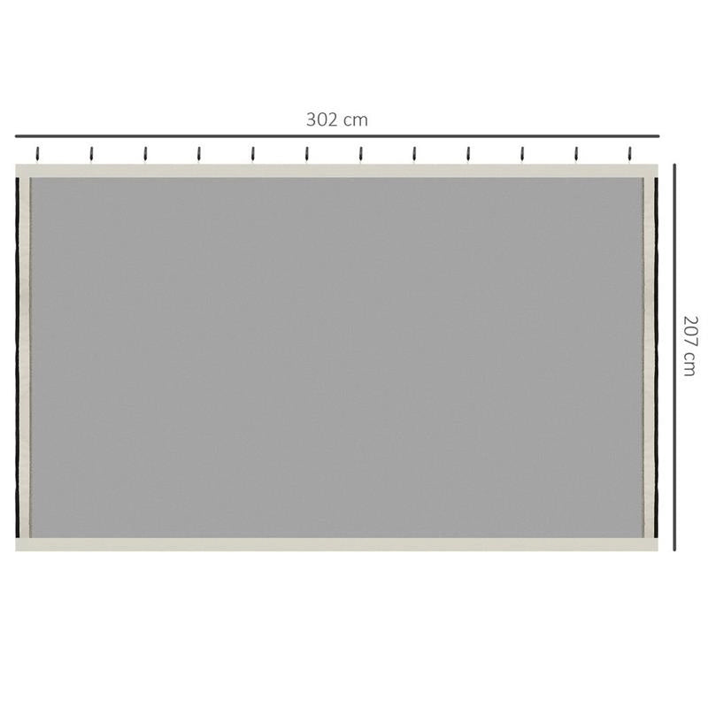 ZANZARIERA PER GAZEBO 3X3M CON CERNIERE E ANELLI, PANNELLI DA 302X207CM, NERO/BEIGE
