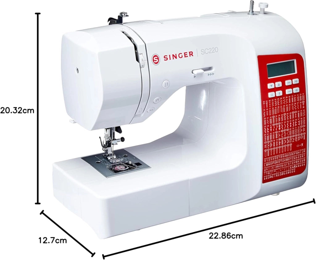 Singer Freiarmmacchina da Cucire SC220 LED-Licht Bianco, Rot
