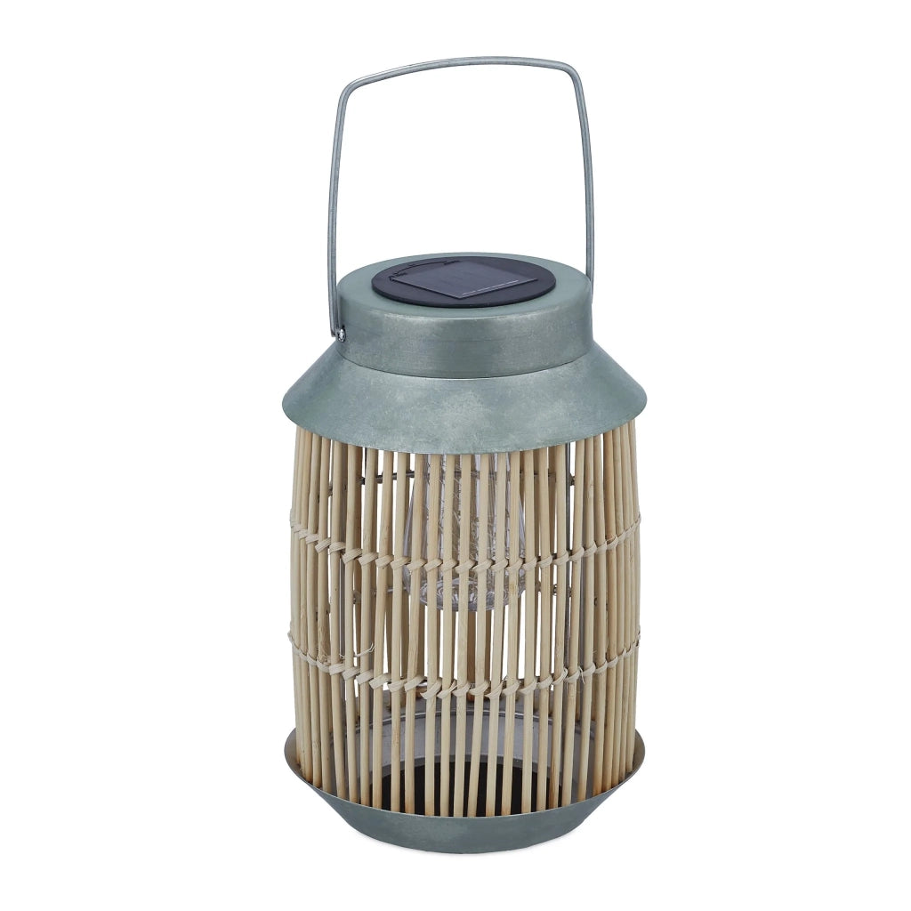 Lampada solare da giardino decorativa retrò per esterni 30 x 20 cm con catena luminosa a LED atmosfera accogliente in rattan nero 13_0011916