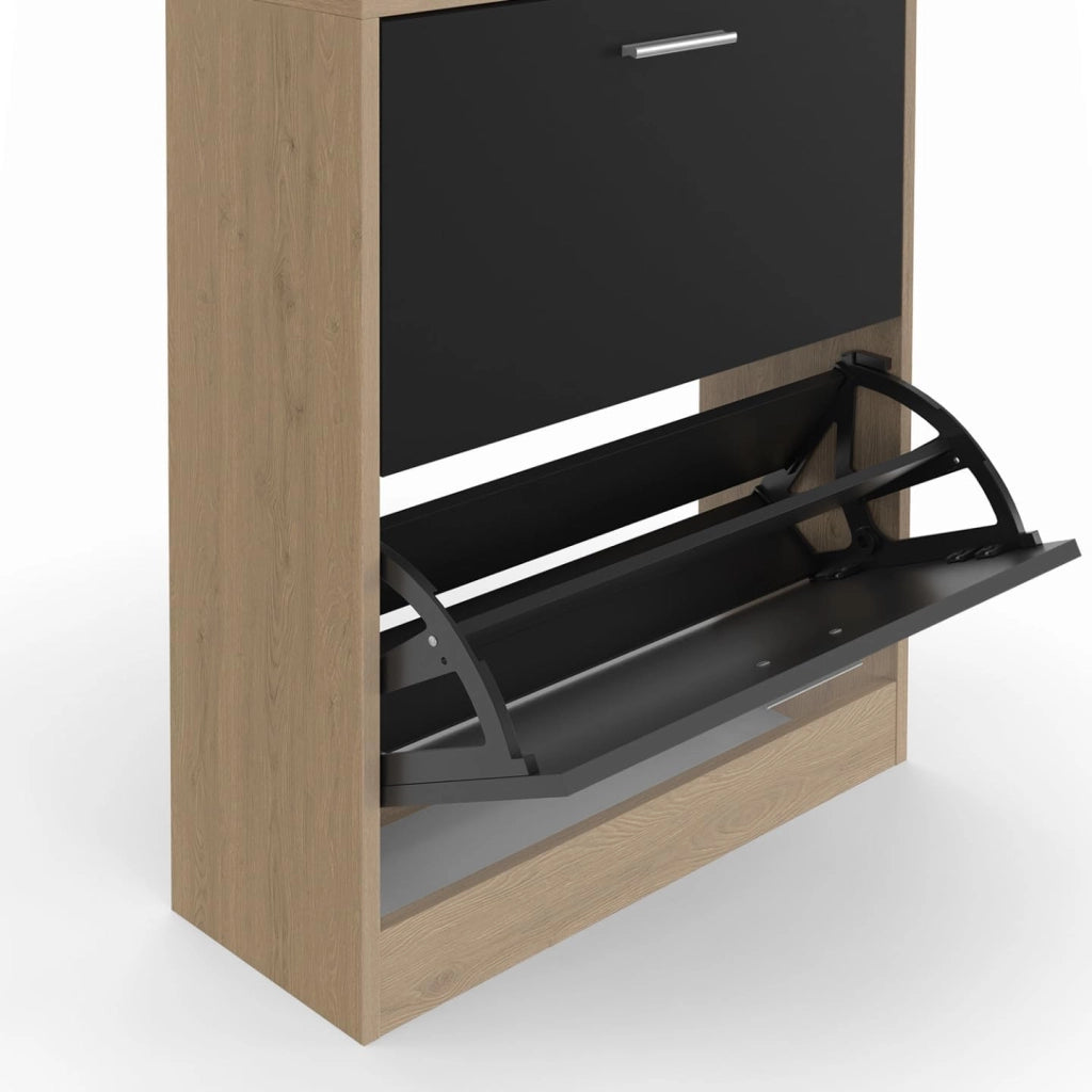 Scarpiera KLARK a 2 ante in legno ed effetto nero