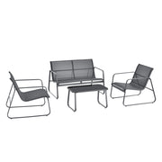 Set Palencia di Mobili da Giardino Tavolino Divano e 2 Sedie da Esterno - Grigio Scuro/Nero [en.casa]