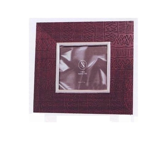 Cornice Portafoto da appoggio in Legno e Argento Bordeaux 13 x 13 cm