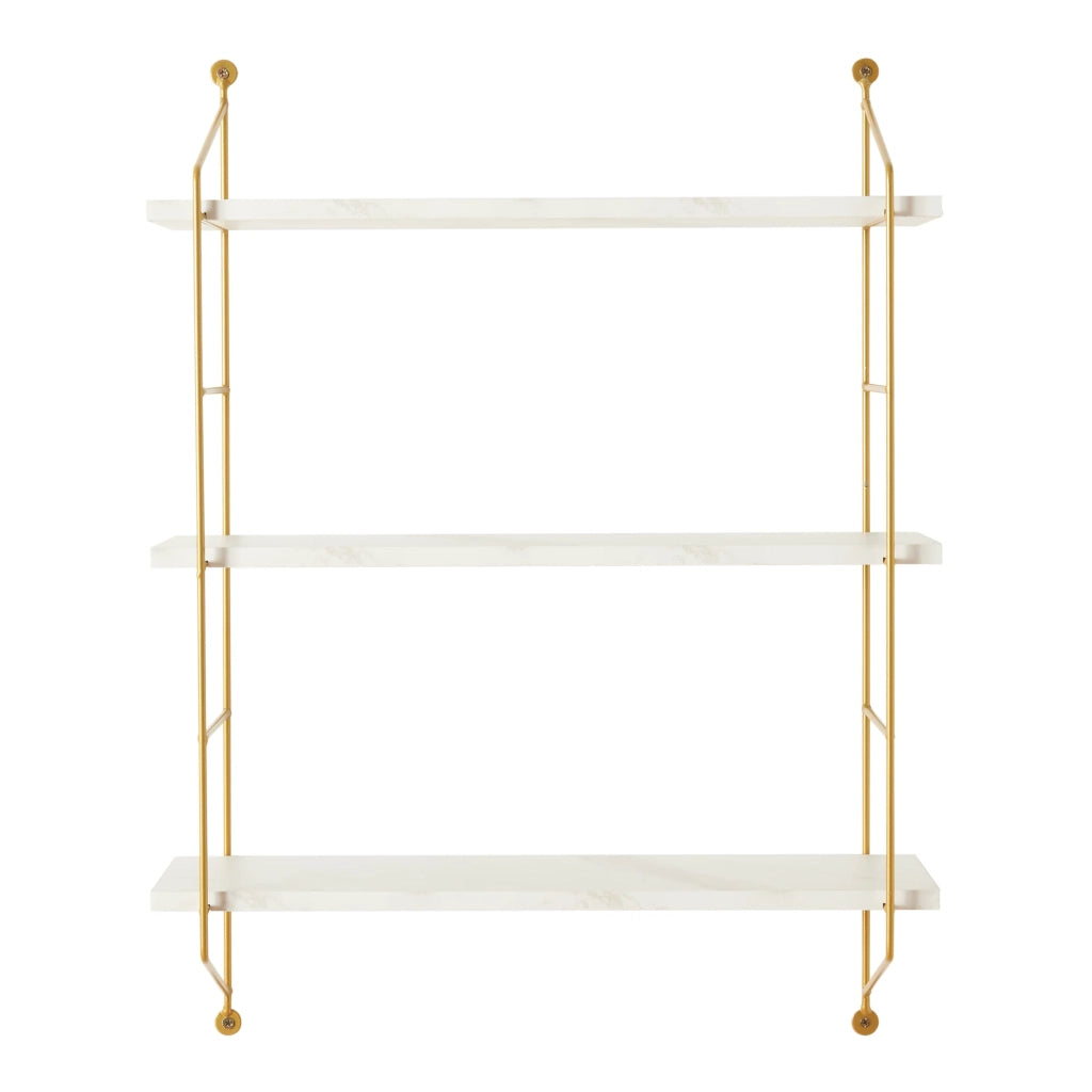 Mensola da parete a 3 ripiani 48 x 15 x 64 cm effetto marmo bianco 03_0007064