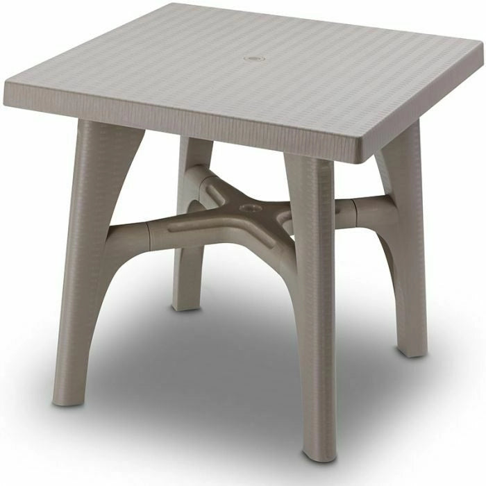 Tavolo da Giardino Esterno Resina Intrecciato 80 Tavolino 80x80 cm Tortora Scab Colore: Tortora