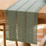 Tavolo verde macramé modern con lente per giardino o fattoria stile rurale tovaglia per tavolo in lino 30x140 cm