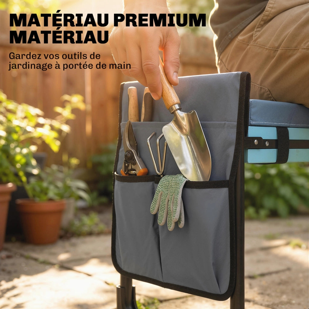 Sgabello Pieghevole Giardino con Cuscino e Tasche ¨C zephmum ¨C Grigio Scuro