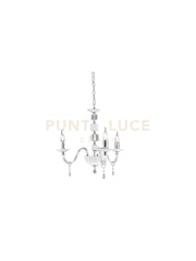 LAMPADARIO LIVIA 3 LUCI BIANCO- TRASPARENTE E CROMO ATTACCO E14 D.60CM