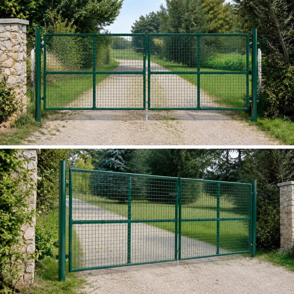 Double Wire Mesh Double Gate Steel 390x125 Cm Green