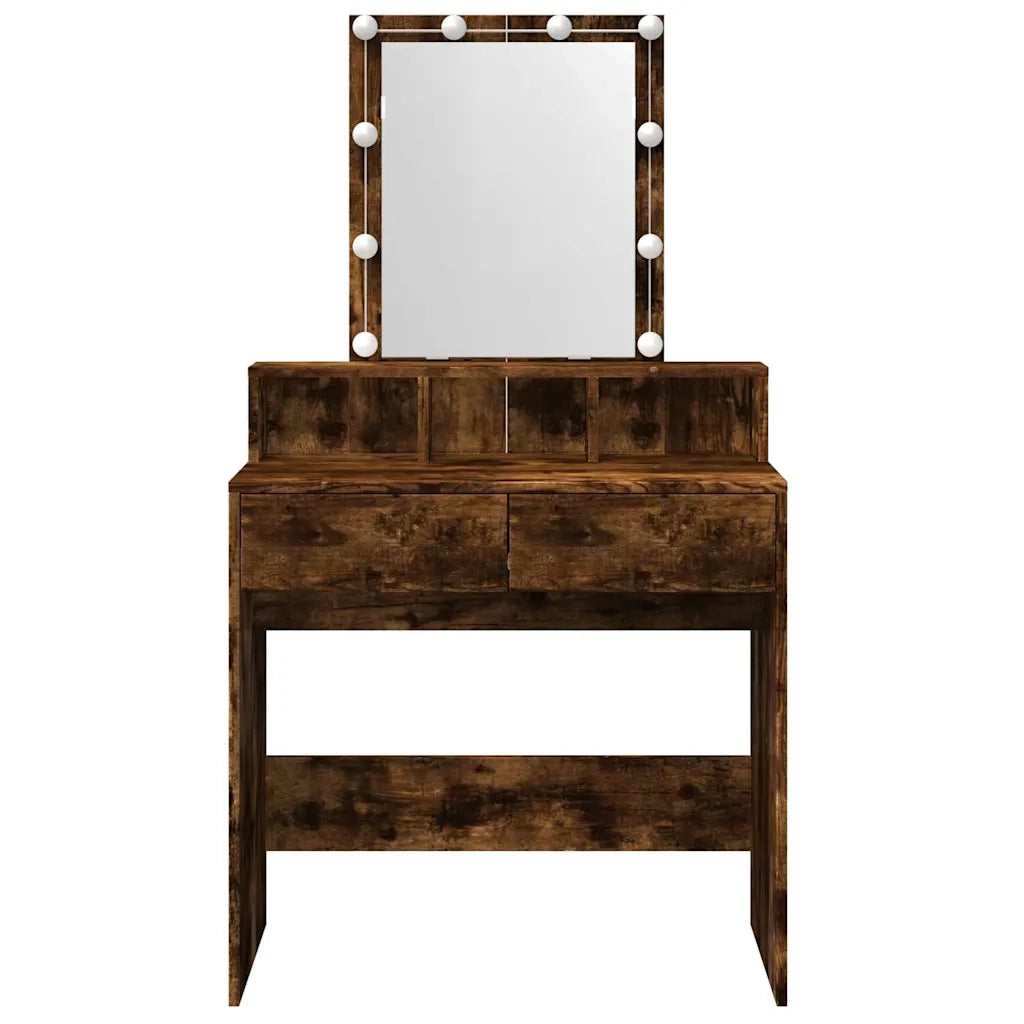 vidaXL Toeletta con LED Rovere Fumo 80x41x144,5 cm