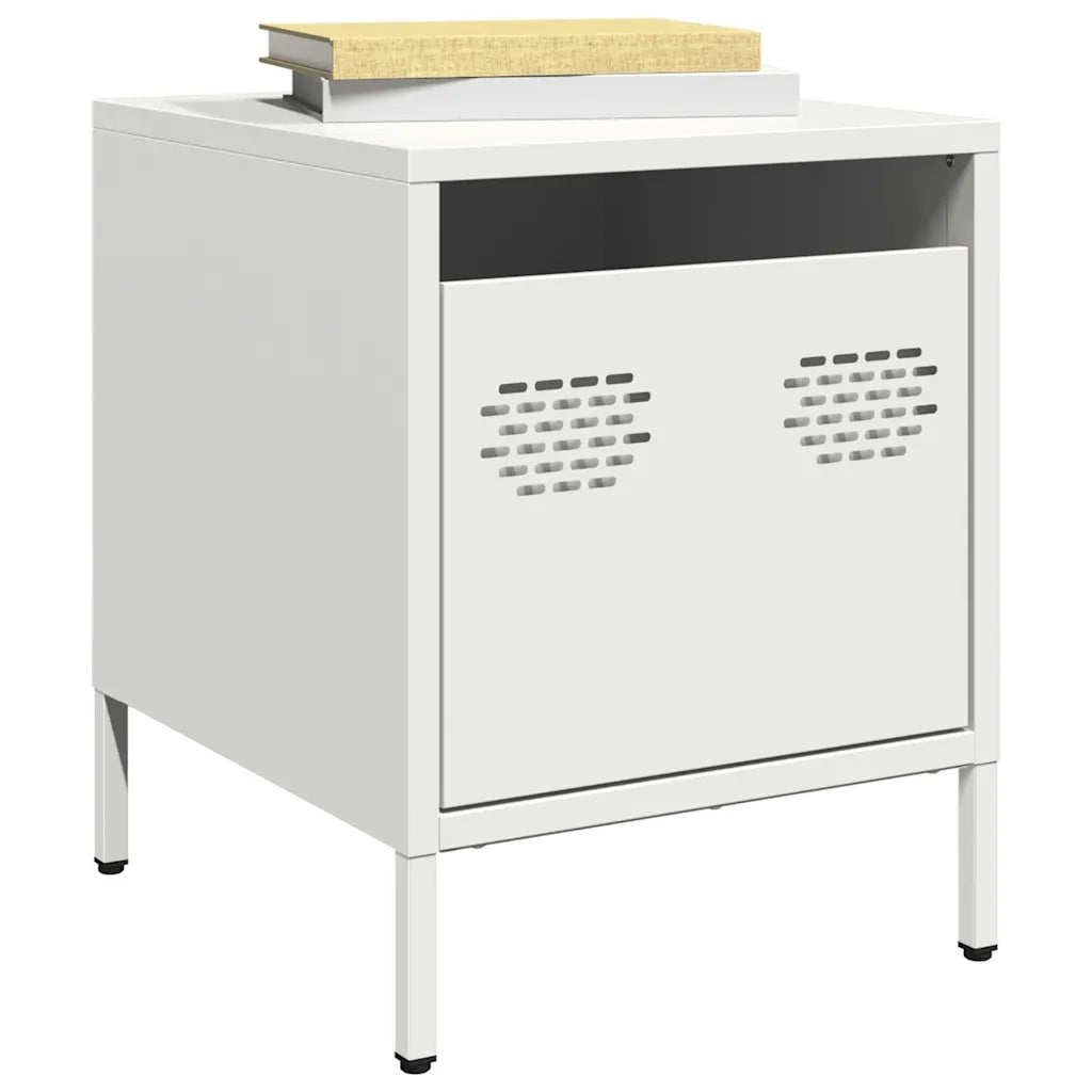 Comodino-Tavolino da notte Bianco 35x39x43,5 cm in Acciaio
