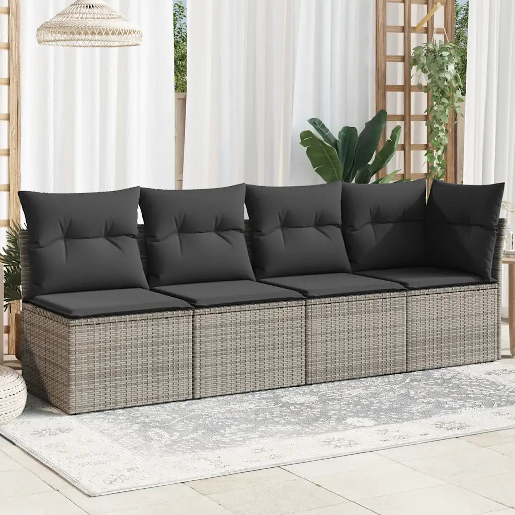 Divano da Giardino con Cuscini 4 Posti-Sofa da Giardino-Divano da esterno Grigio in Polyrattan 974869