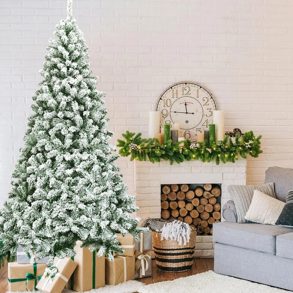 Albero di Natale Innevato da 135/180/225 cm, Albero di Natale con 400/928/1364 Rami Folti e Base di Metallo, Decorazione Natalizia per Casa, Ufficio e Negozio (225 cm)