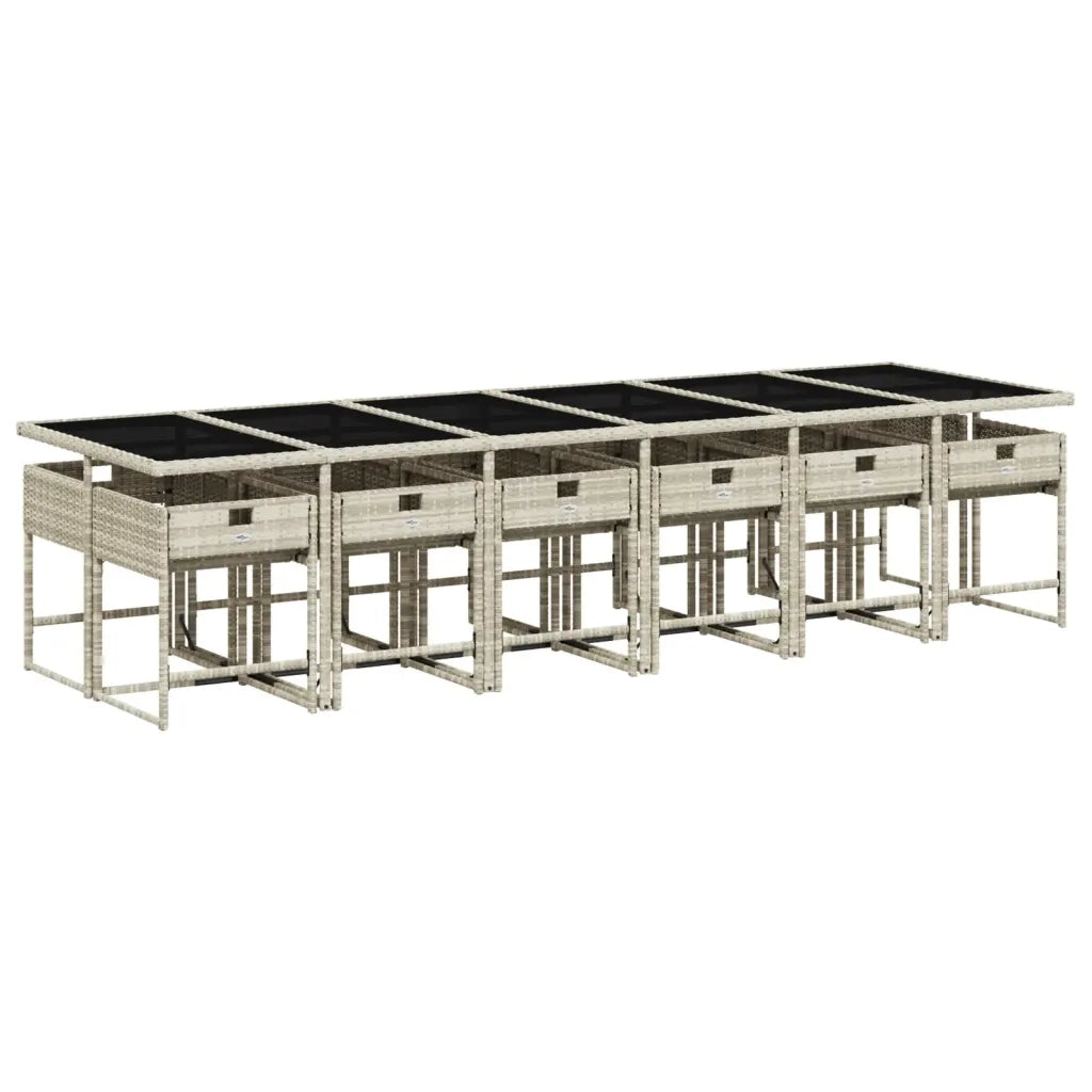 Set da Pranzo da Giardino 13pz con Cuscini Grigio in Polyrattan 3278074