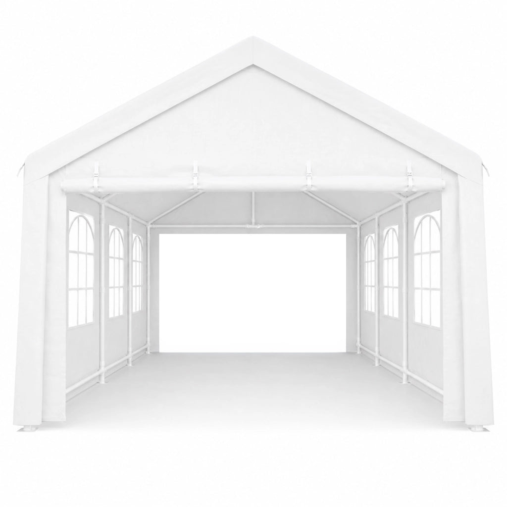 Gazebo Da Giardino Professionale Con Pareti Laterali Modulari E Finestre Cristalline Per Eventi Ricevimenti Catering Copertura Outdoor Resistente Impermeabile 6 x 4 x 3.15 Metri Bianco