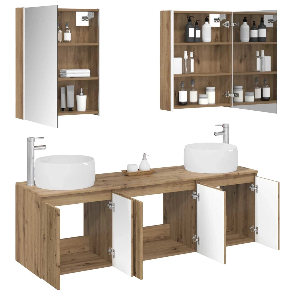 Set di Armadi da Bagno 5 pcs Rovere Artigianale 3406534