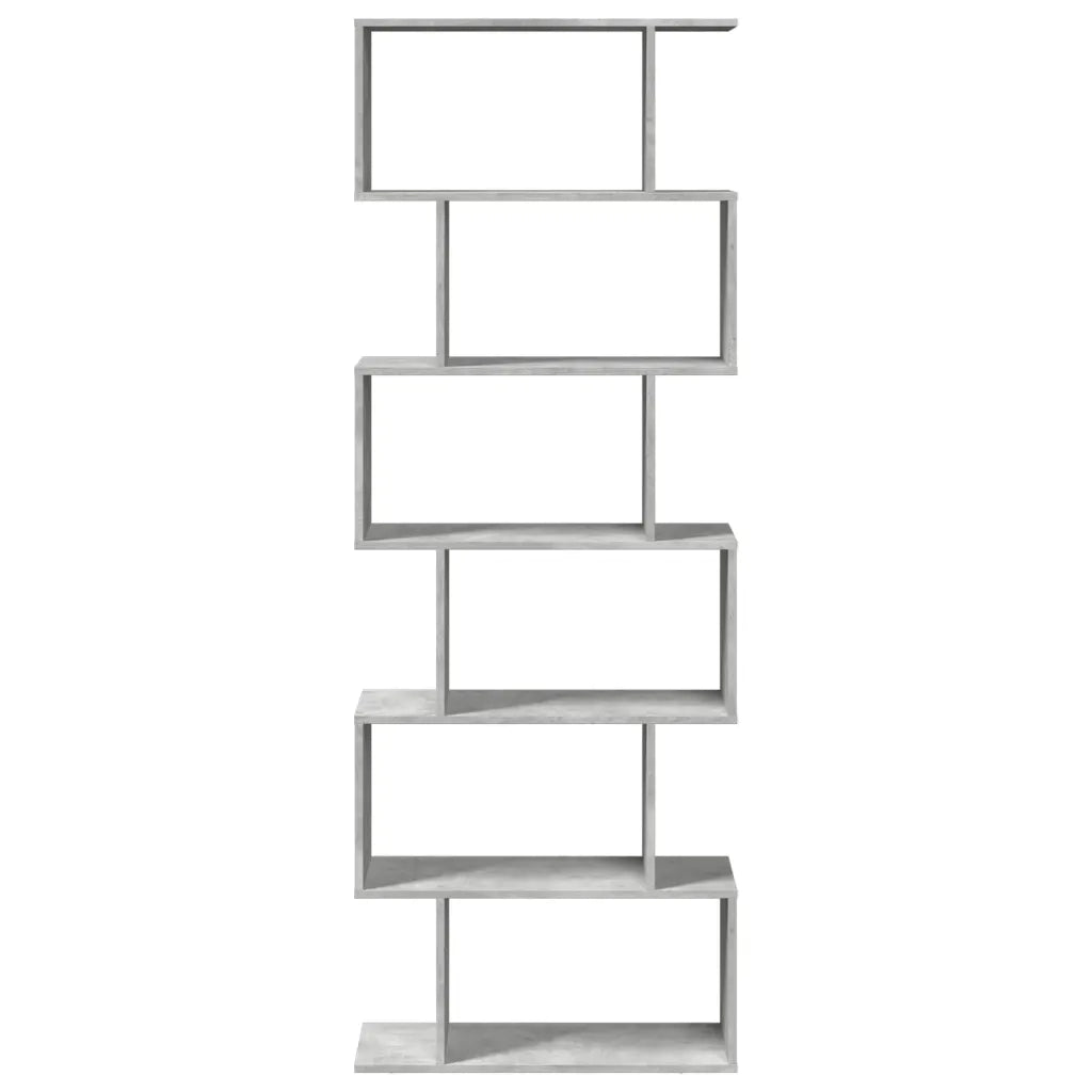 Libreria Divisorio 6 Piani-Scaffale per Libri-Mobile di Stoccaggio Grigio Cemento 70x24x193cm Truciolato