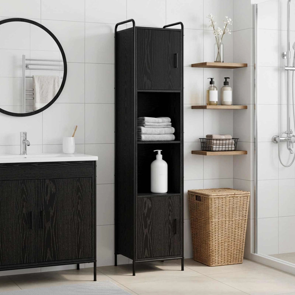 Mobile da Bagno Rovere Nero 46 x 36 x 181 cm 8014028