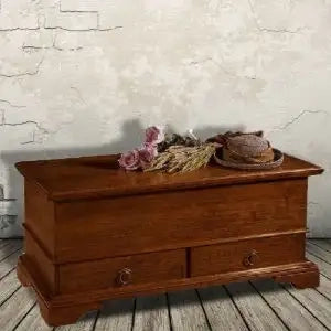 Cassapanca baule in legno massiccio di pioppo noce scuro arte povera