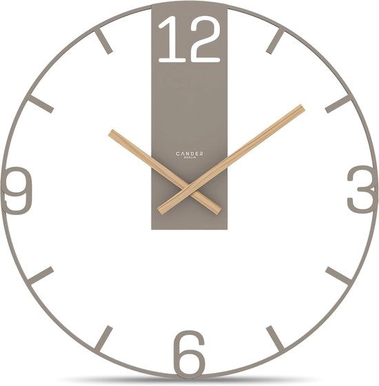Orologio da parete industriale XXL vintage silenzioso 50 cm in metallo e legno con maniglie moderne in nero per soggiorno e cucina