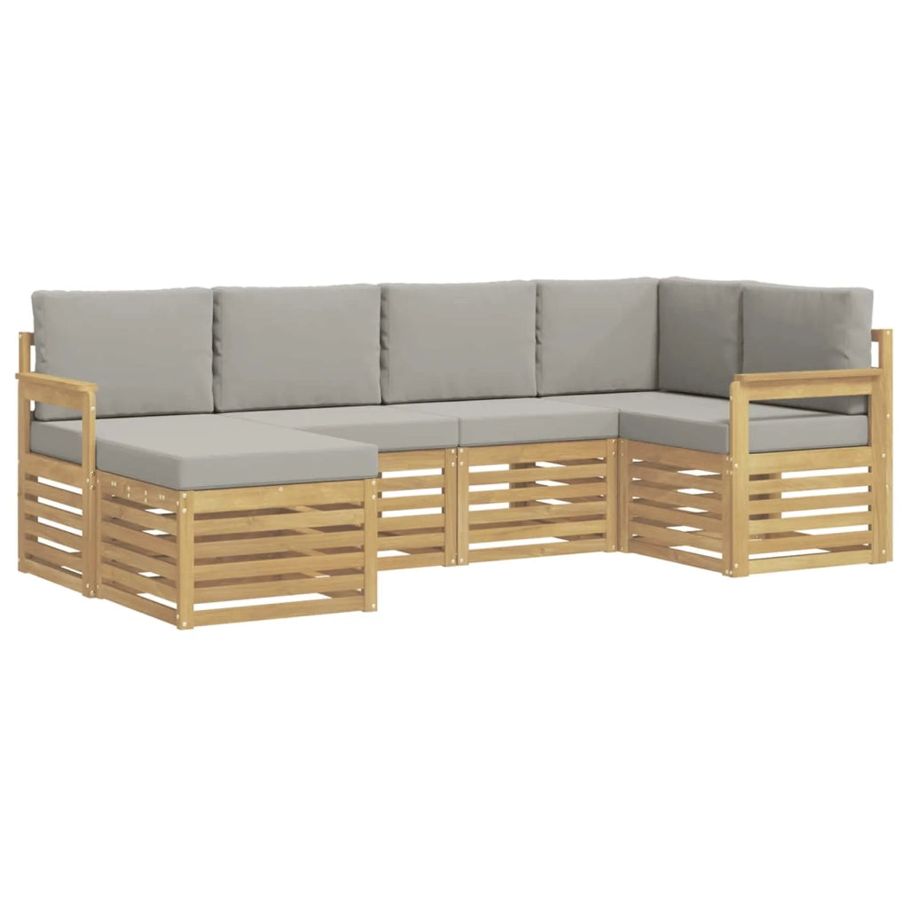 Set di divani da esterno 6 pcs Bianco e Grigio Chiaro