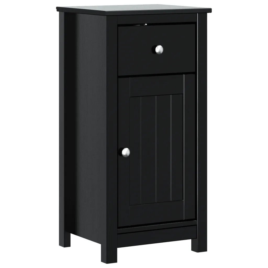 Mobile da Bagno BERG Nero 40x34x80 cm in Legno Massello di Pino 358541