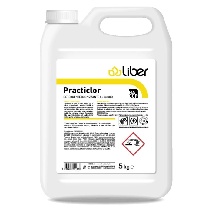 Practiclor Detergente Sanificante al Cloro, Tanica 5 Kg | Liber