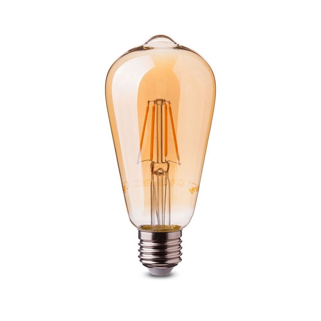 Lampadina a Bulbo LED - Samsung Chip Filament 6W E27 ST64 Copertura ambra 2200K