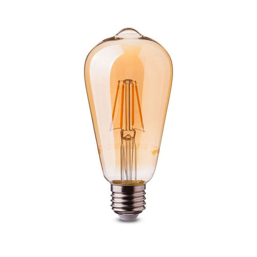 Lampadina a Bulbo LED - Samsung Chip Filament 6W E27 ST64 Copertura ambra 2200K