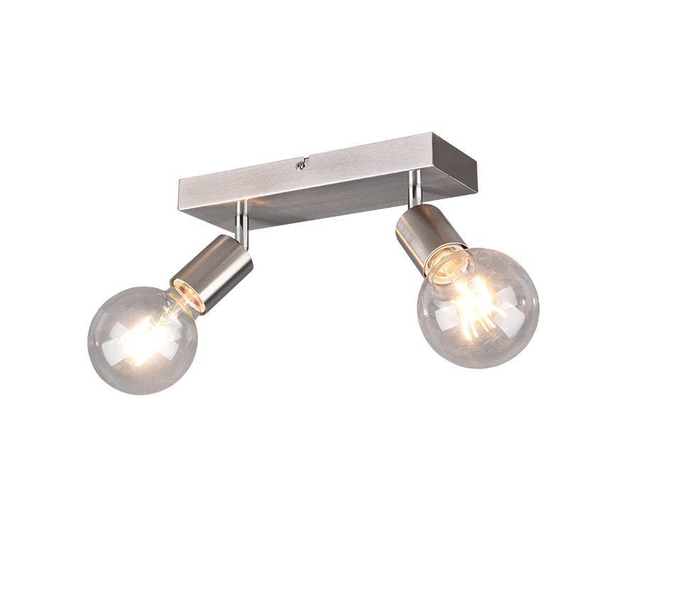 Faretti Barra 2 Spot Orientabili Acciaio Satinato 30 cm Barra Vannes GD Trio