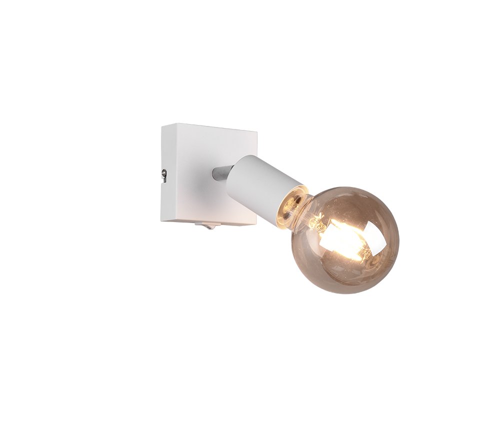 Faretto Spot Orientabile Parete Muro Bianco con Interruttore Vannes GD Trio