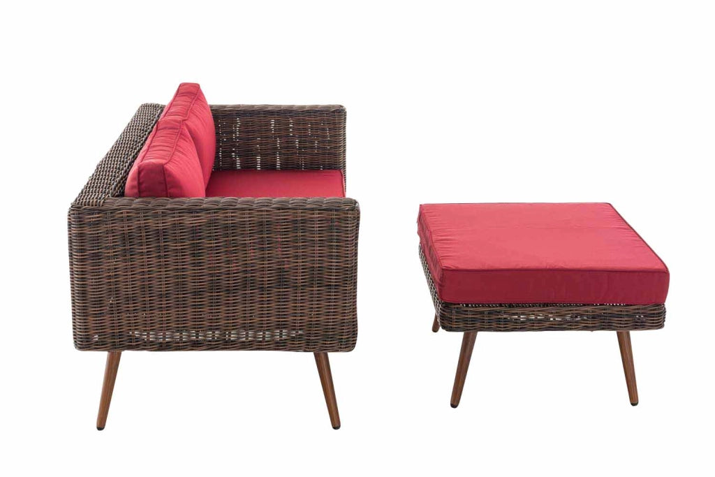 Divano Molde a 2 posti con poggiapiedi rotondo in rattan marrone screziato 40 cm (marrone scuro) 5