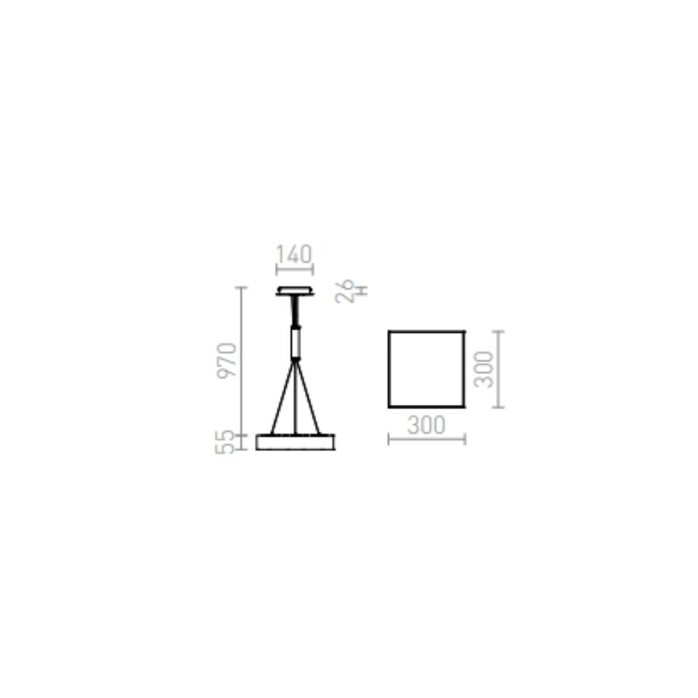 Plafoniera LARISA SQ 30 a sospensione nero 230V LED 30W 3000K