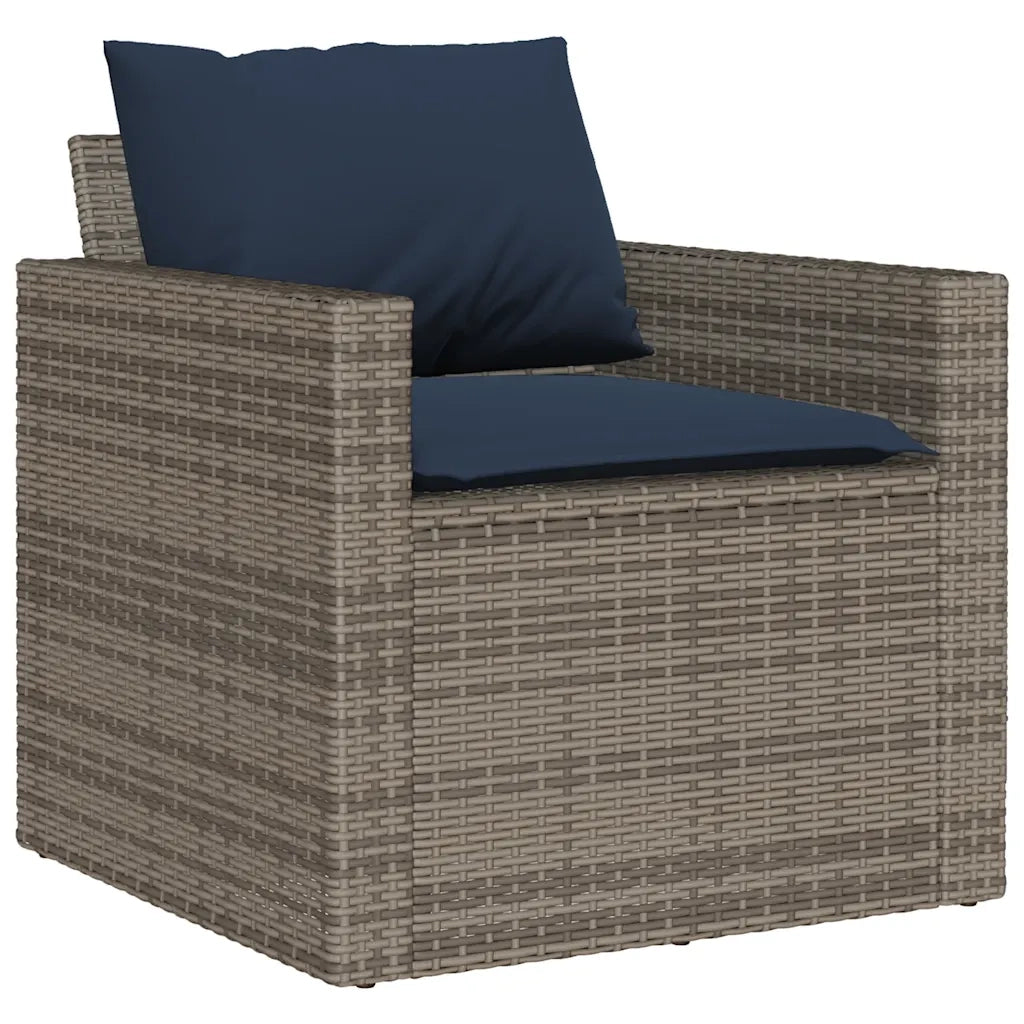 Set Divani da Giardino 4 pz con Cuscini in Polyrattan Grigio 366365