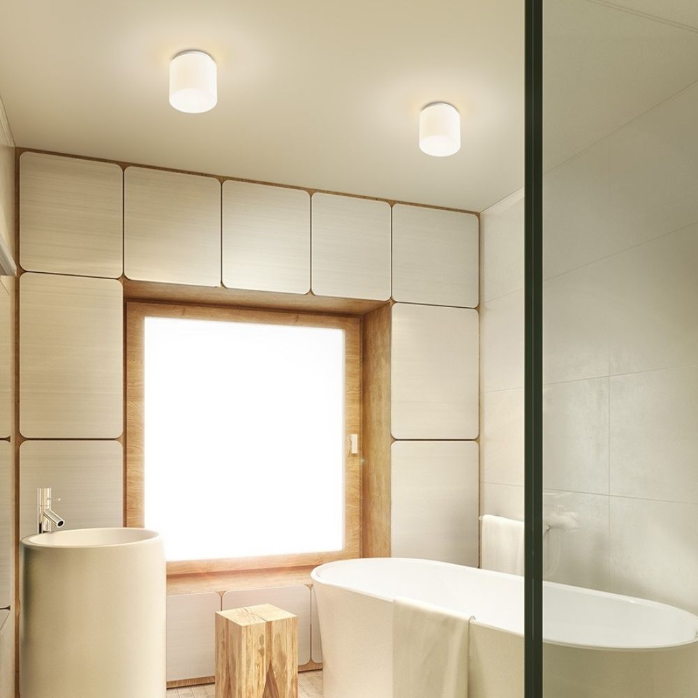Plafoniera ARANA R 17 da soffitto vetro opalino/cromo 230V E27 15W IP44