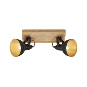 Spot Vintage Barnim Metallo Nero 2 Luci E14